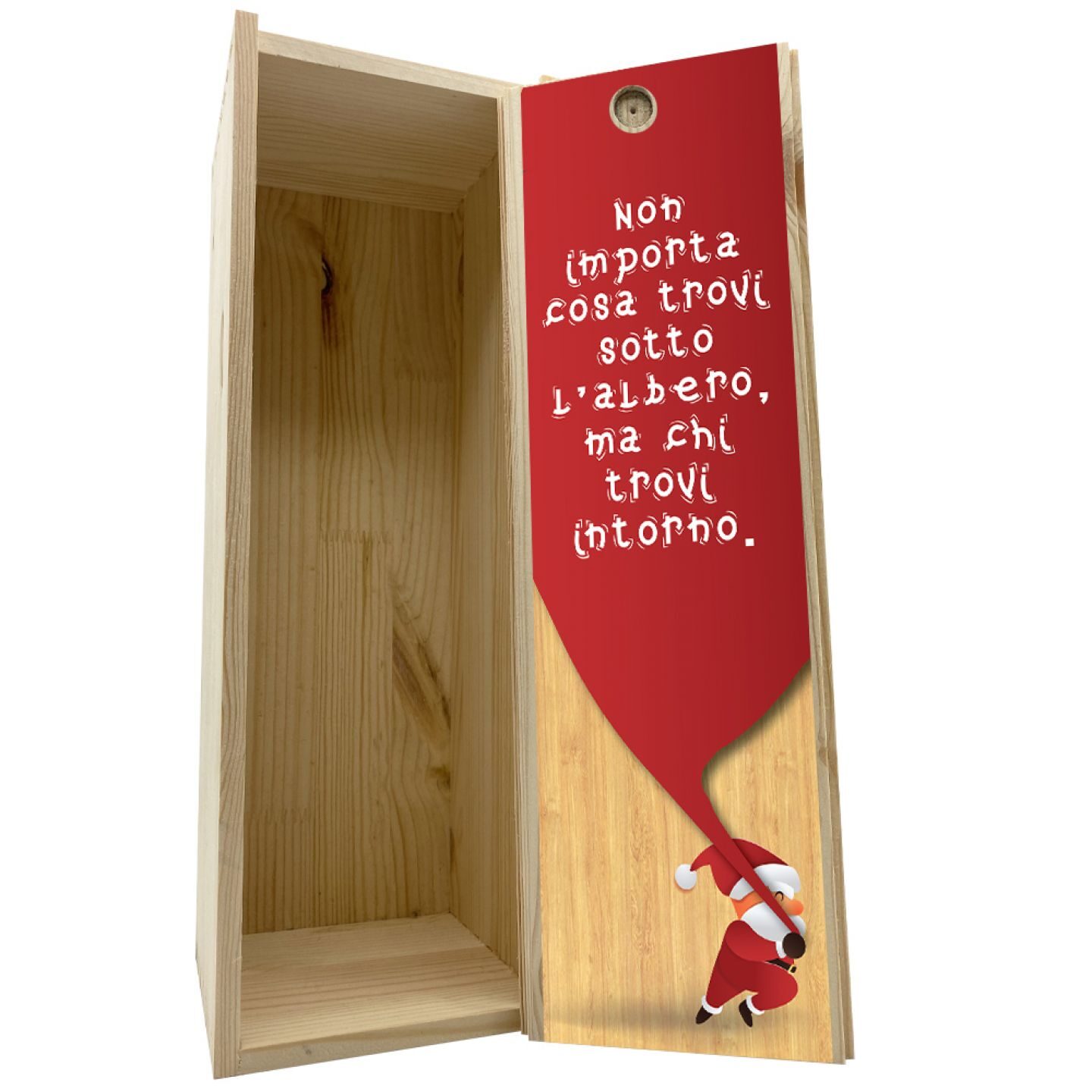 Scatola in legno 1 bottiglia 0,75 L - Buon Natale, ...non importa cosa trovi sotto... - 2