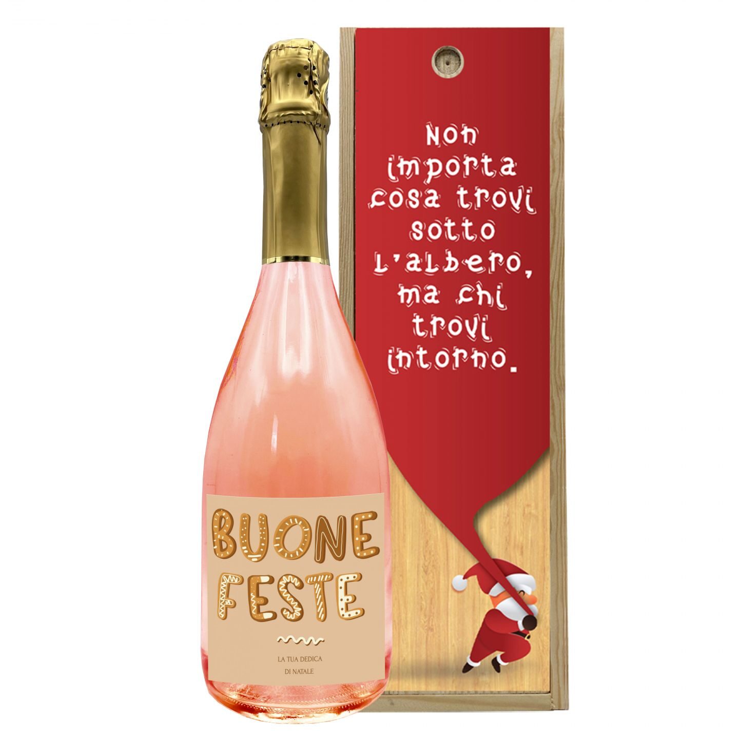 CUSTOMIZED NON-ALCOHOLIC ROSÉ SPARKLING WINE - Gift idea with wooden box for Christmas - Image 4