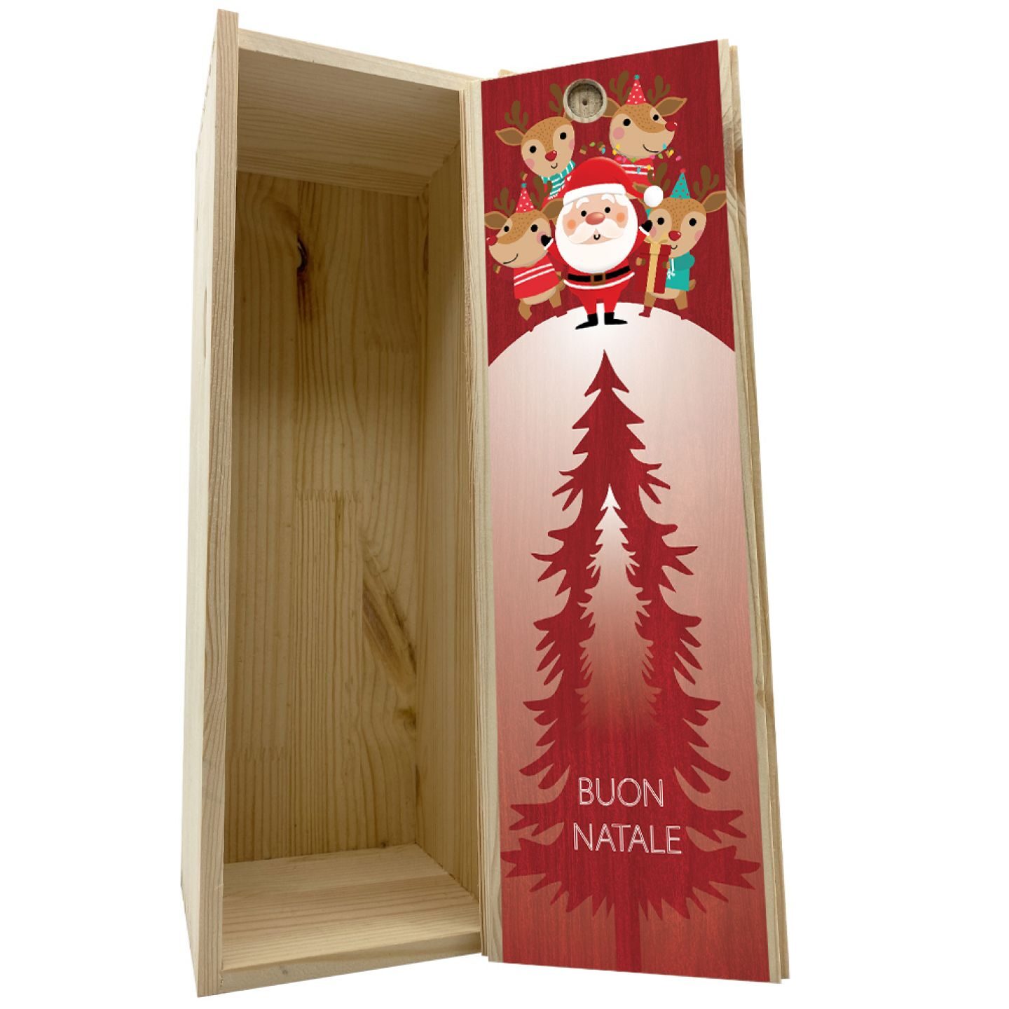 Scatola in legno 1 bottiglia 0,75 L - Buon Natale! Cartoon - 1