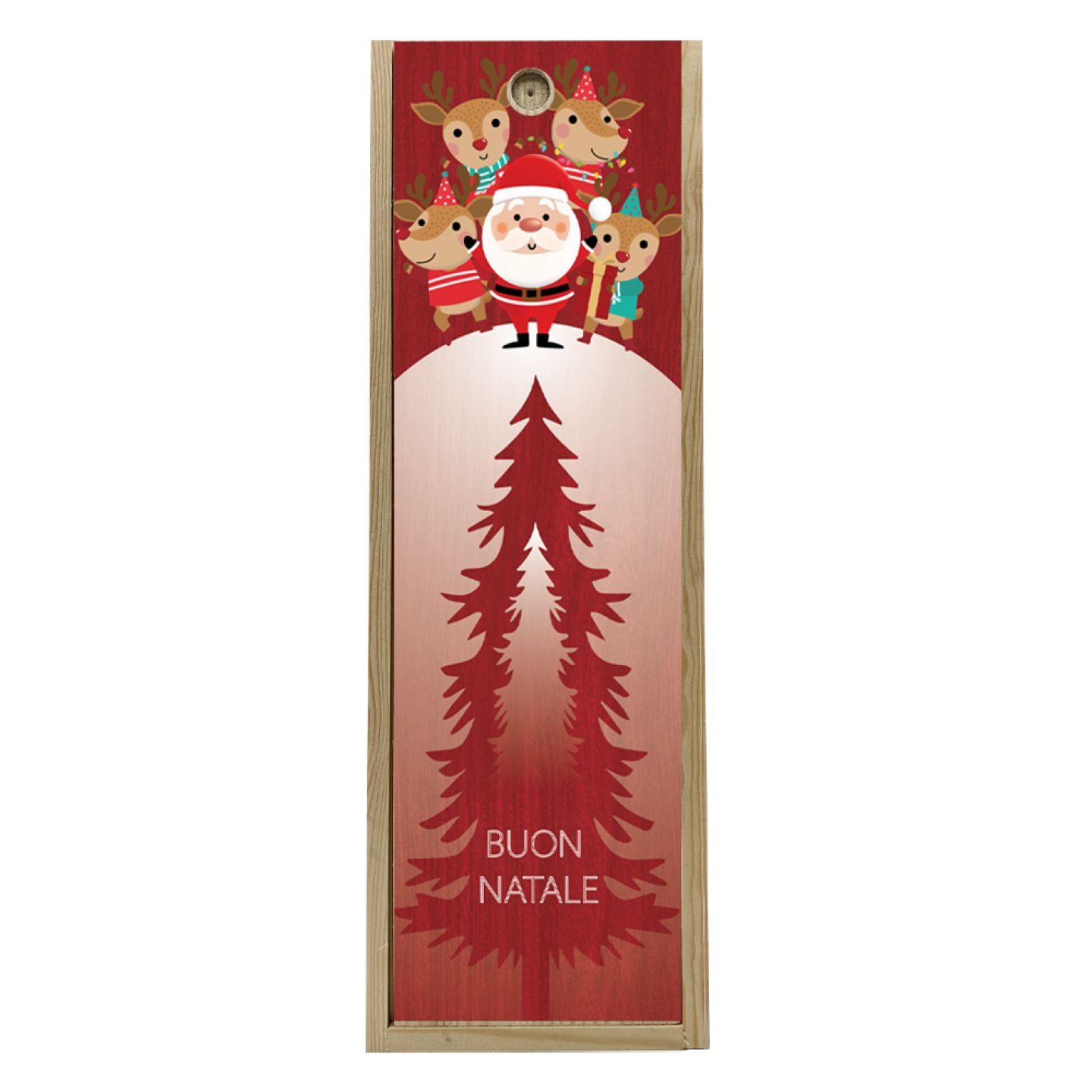 Scatola in legno 1 bottiglia 0,75 L - Buon Natale! Cartoon - 2