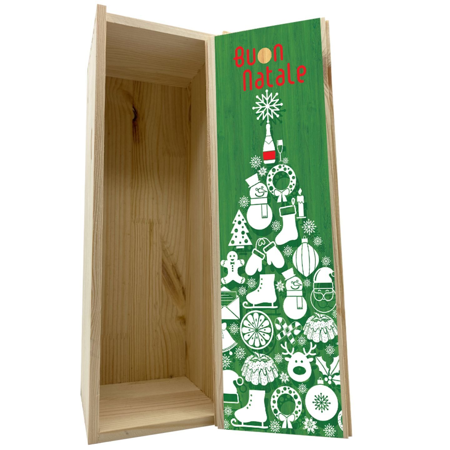 Scatola in legno 1 bottiglia 0,75 L - Buon Natale! Green-Tree - 2