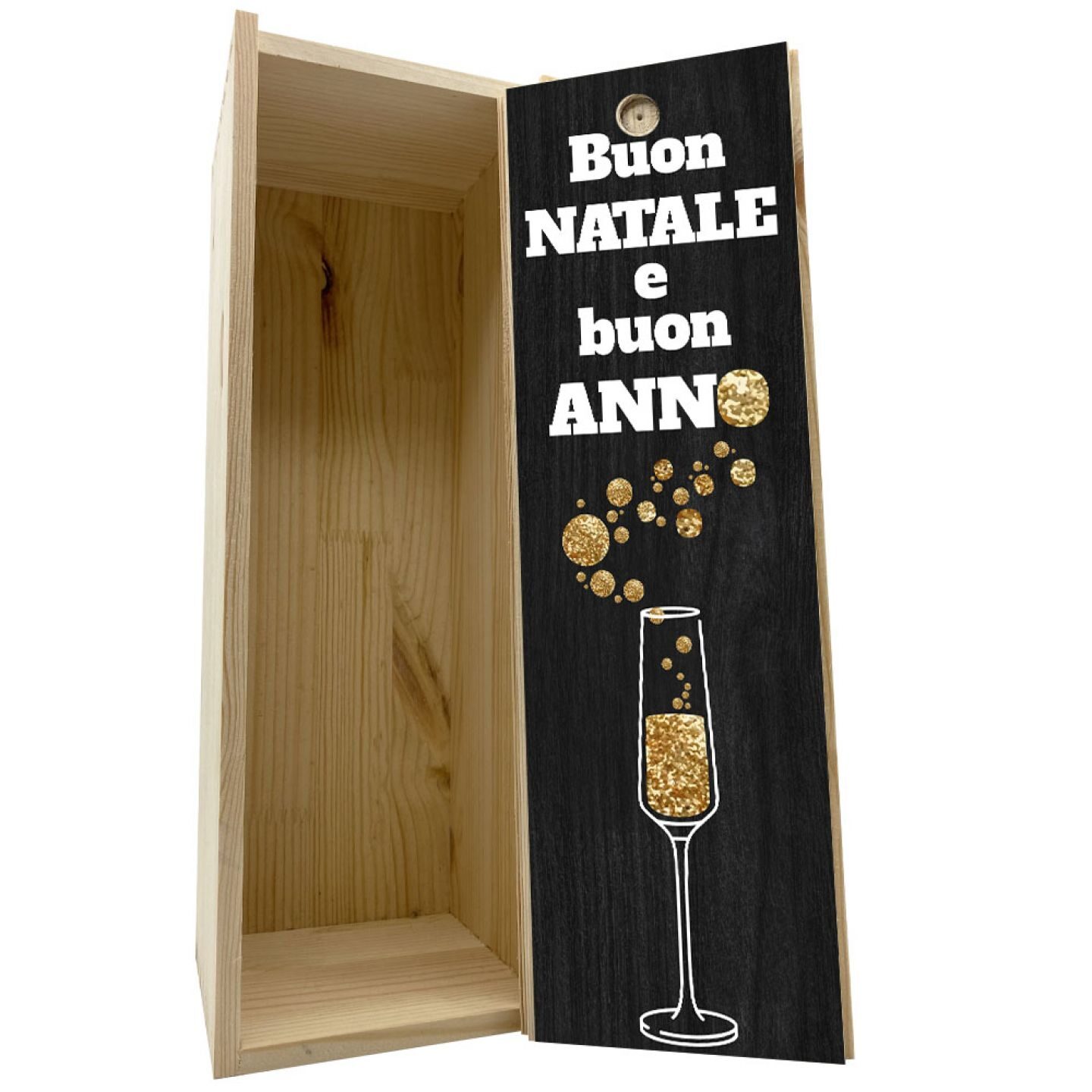 Scatola in legno 1 bottiglia 0,75 L - Buon Natale e Buon Anno - 2