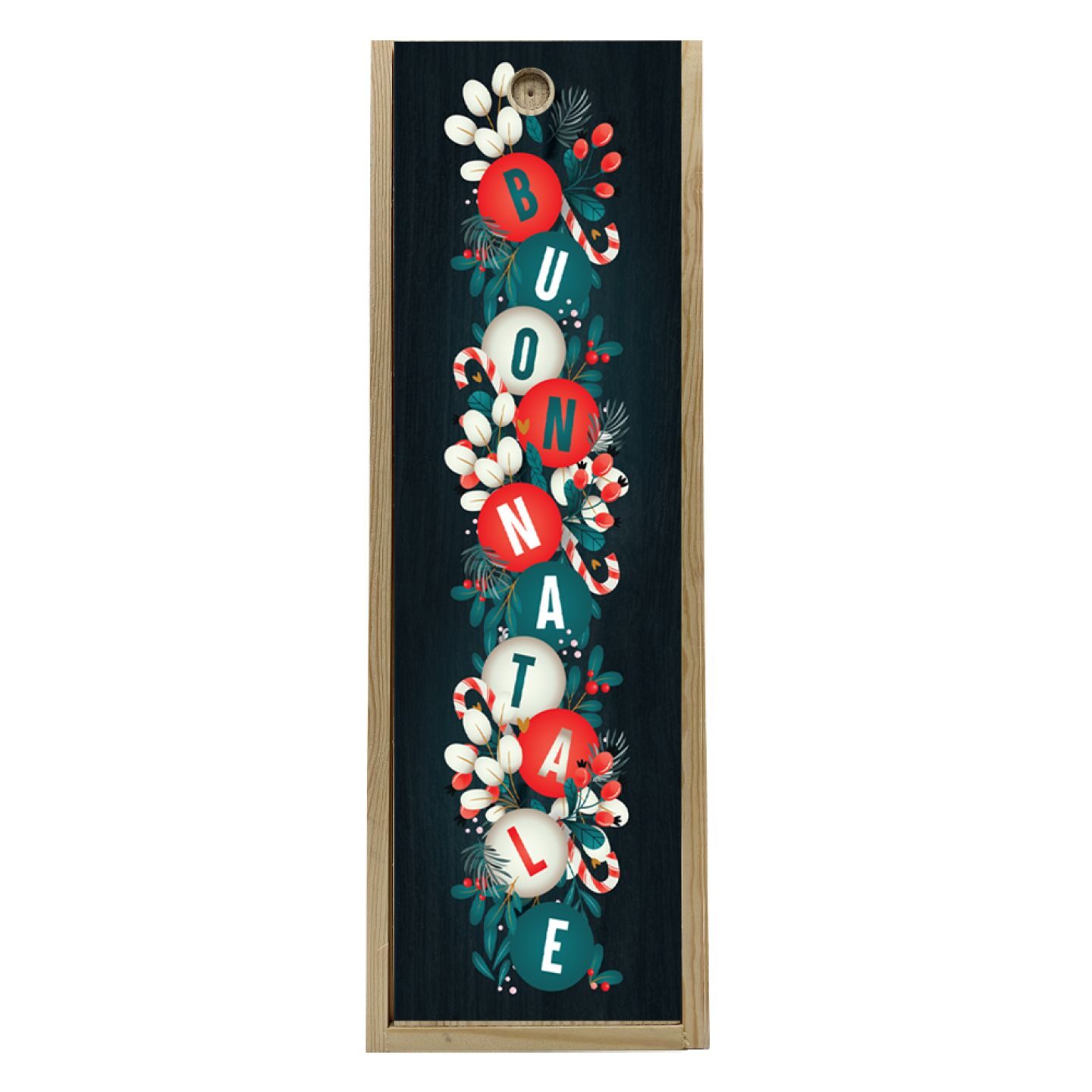Scatola in legno 1 bottiglia 0,75 L - Buon Natale! Ghirlanda - 2