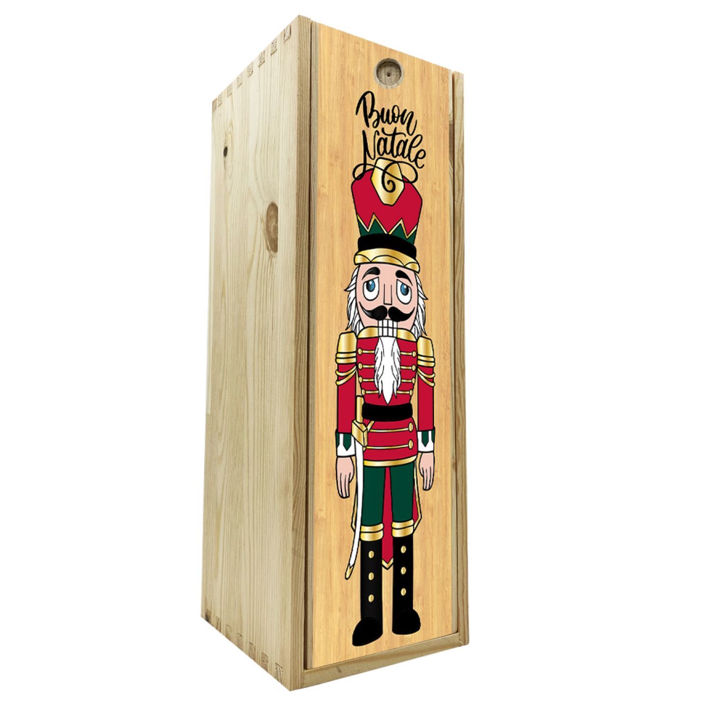 Scatola in legno 1 bottiglia 0,75 L - Buon Natale, schiaccianoci - 1