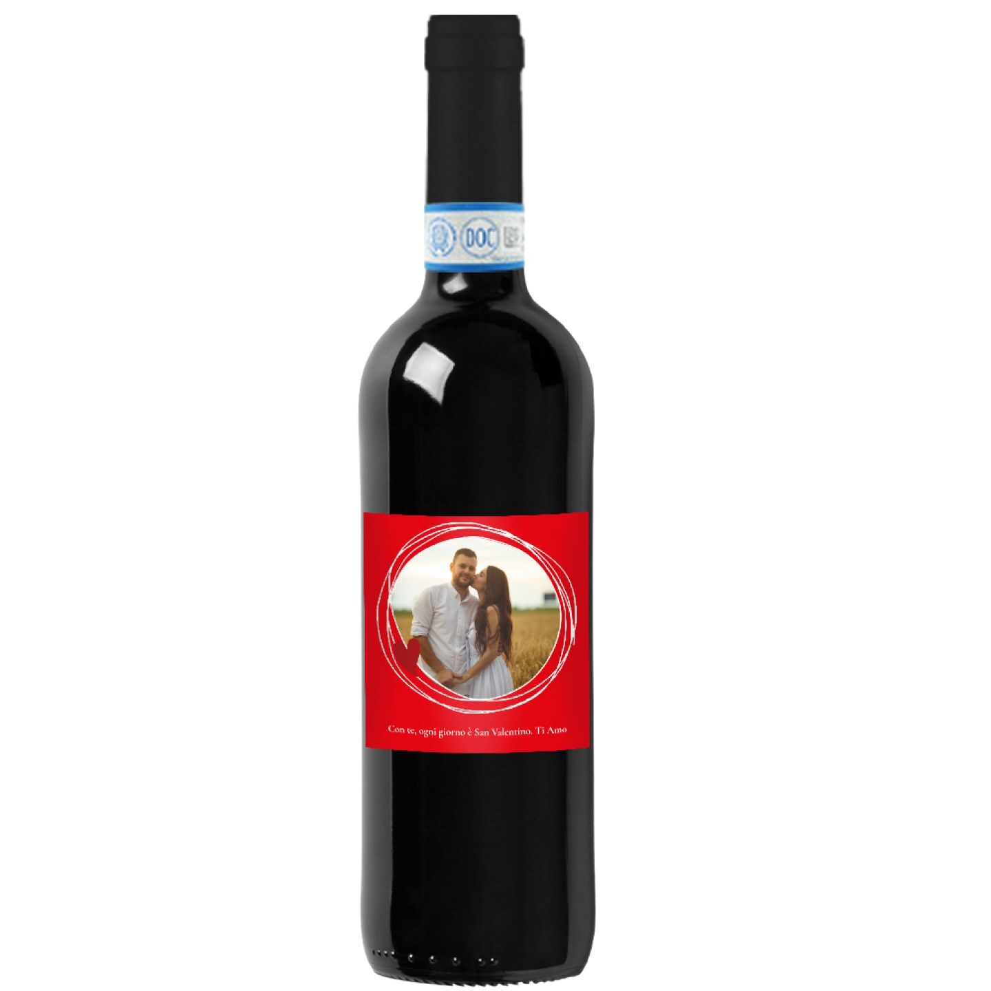 Bottiglia personalizzata con cassetta in legno per San Valentino - 3