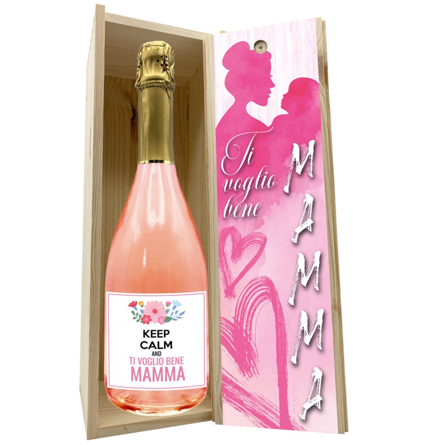 CUSTOMIZED NON-ALCOHOLIC ROSÉ SPARKLING WINE - Gift idea with wooden box for Mother's Day - Image 3