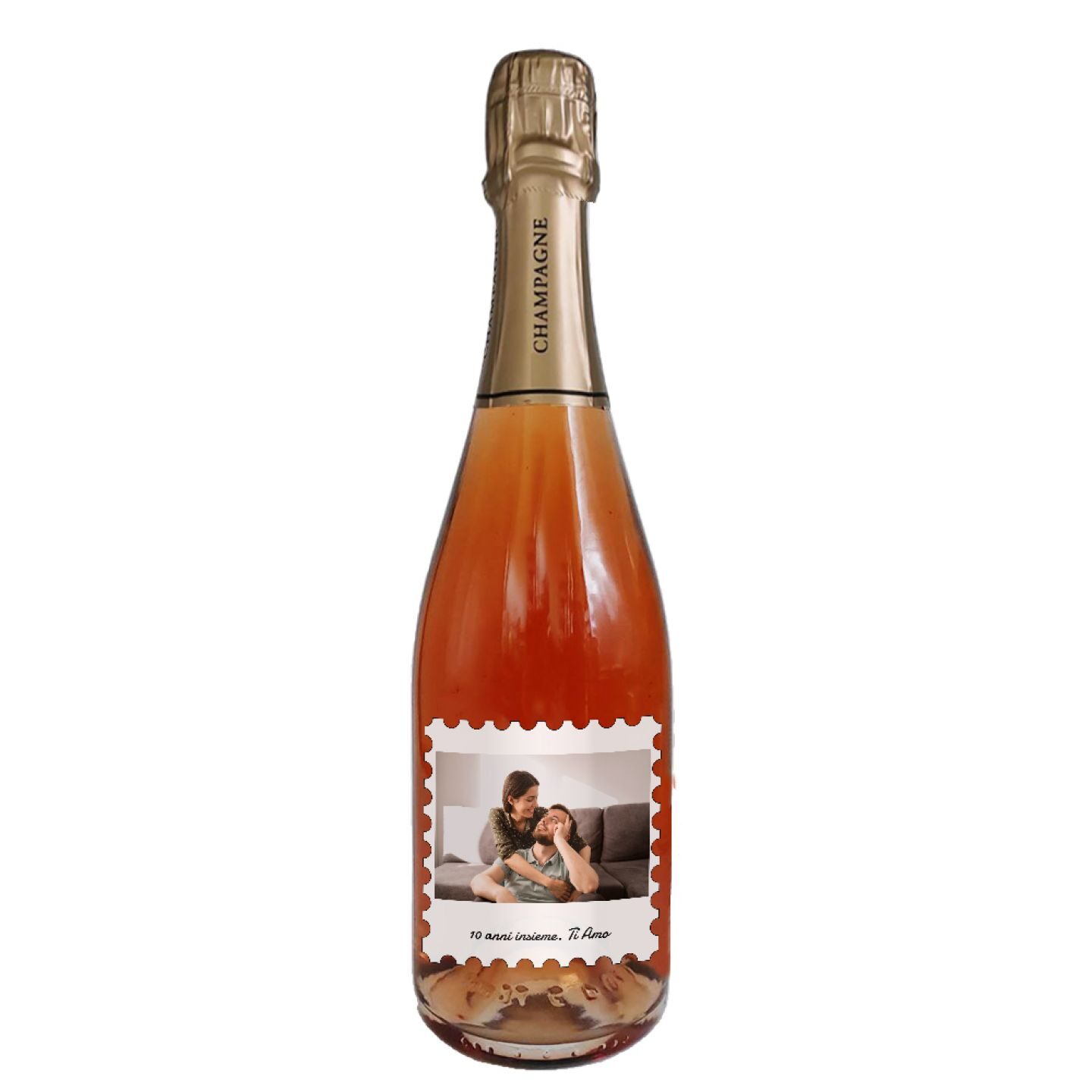 Champagne Rosé personalizzato con cassetta in legno - Idea regalo per anniversario di matrimonio o di fidanzamento - 3