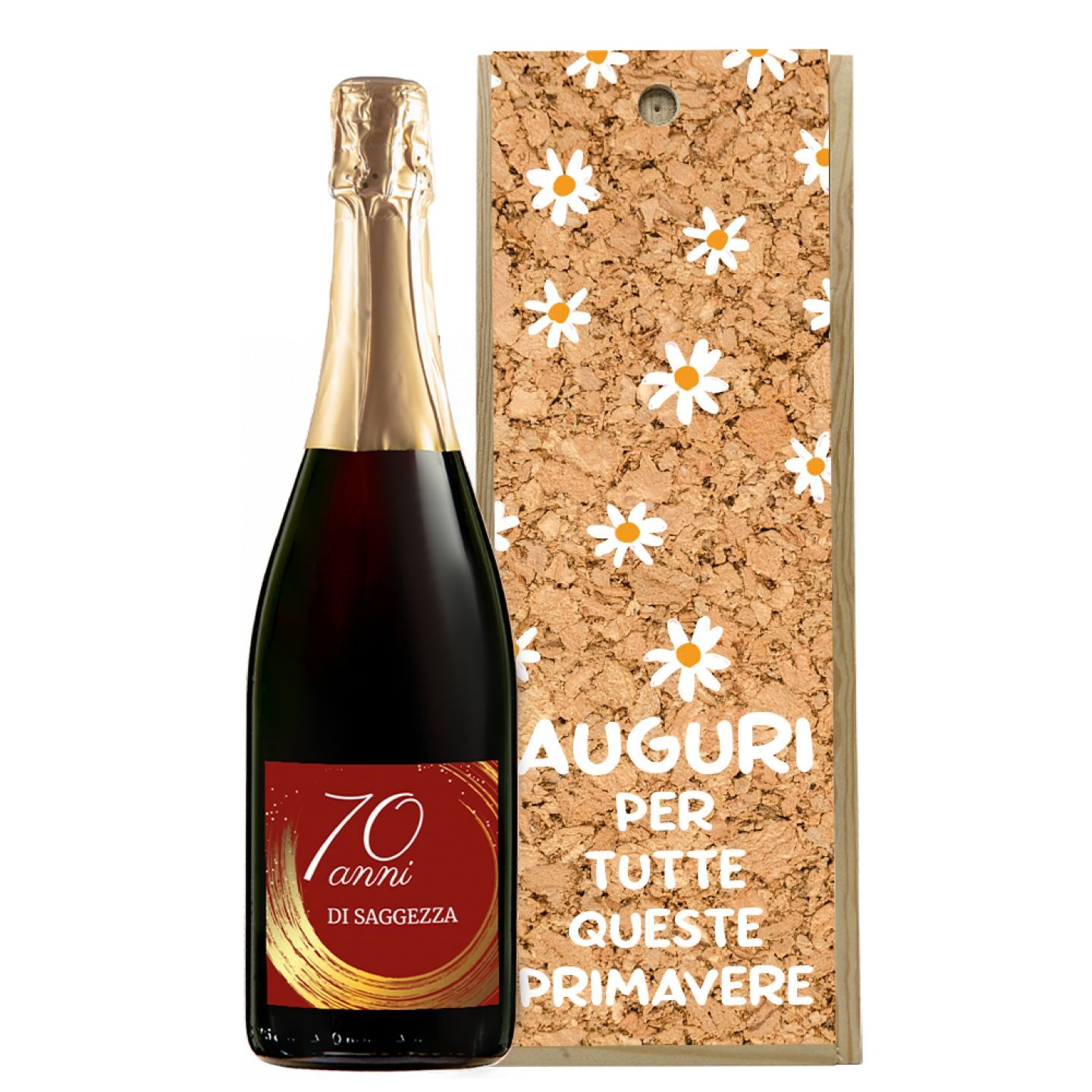 Prosecco personalizzato con cassetta in legno idea regalo compleanno 70 anni - 3
