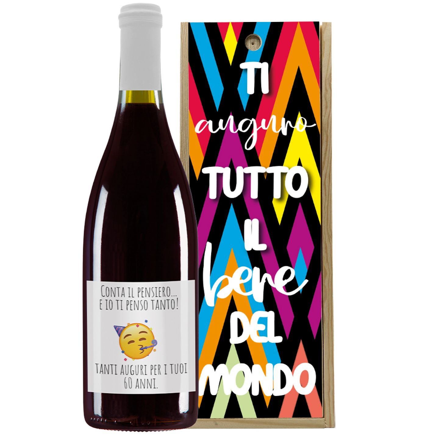 Personalized bottle with wooden box - 60th birthday gift idea - Image 2