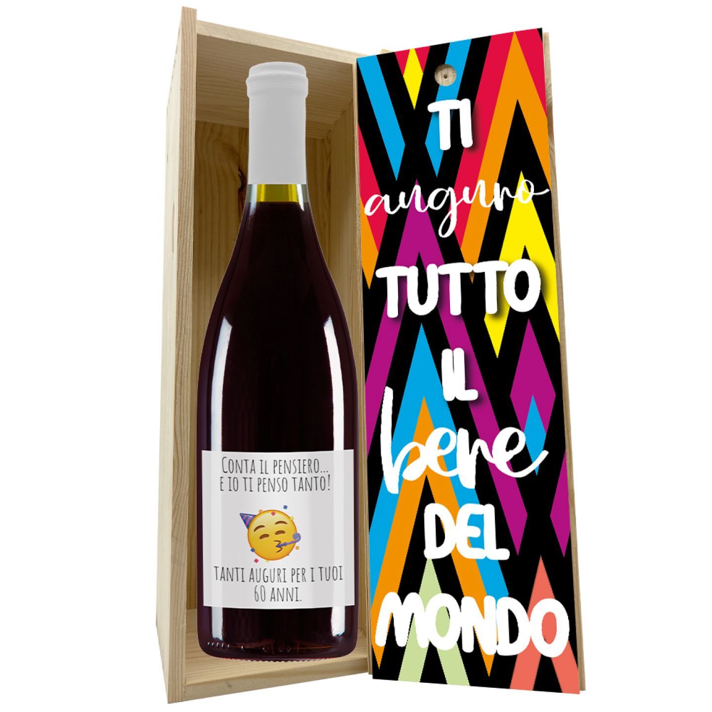 Personalized bottle with wooden box - 60th birthday gift idea - Image 5