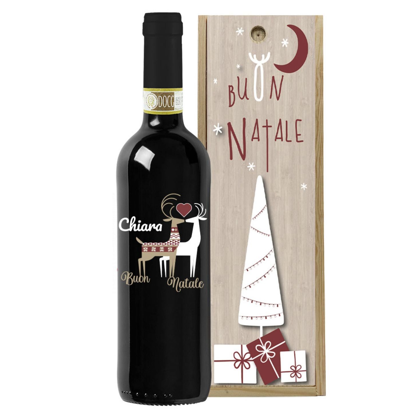 Personalised bottle with wooden box - Christmas gift idea - Image 3
