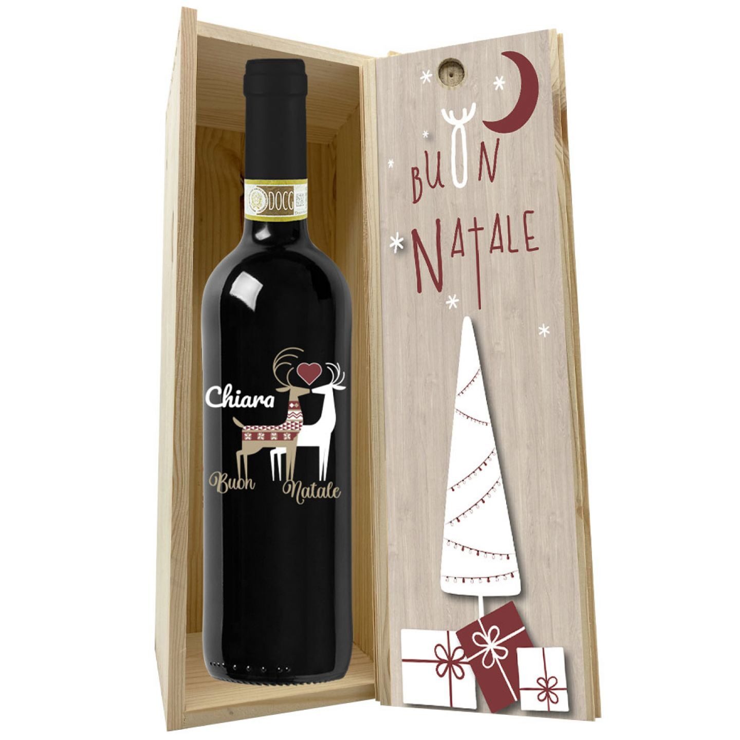 Personalised bottle with wooden box - Christmas gift idea - Image 4