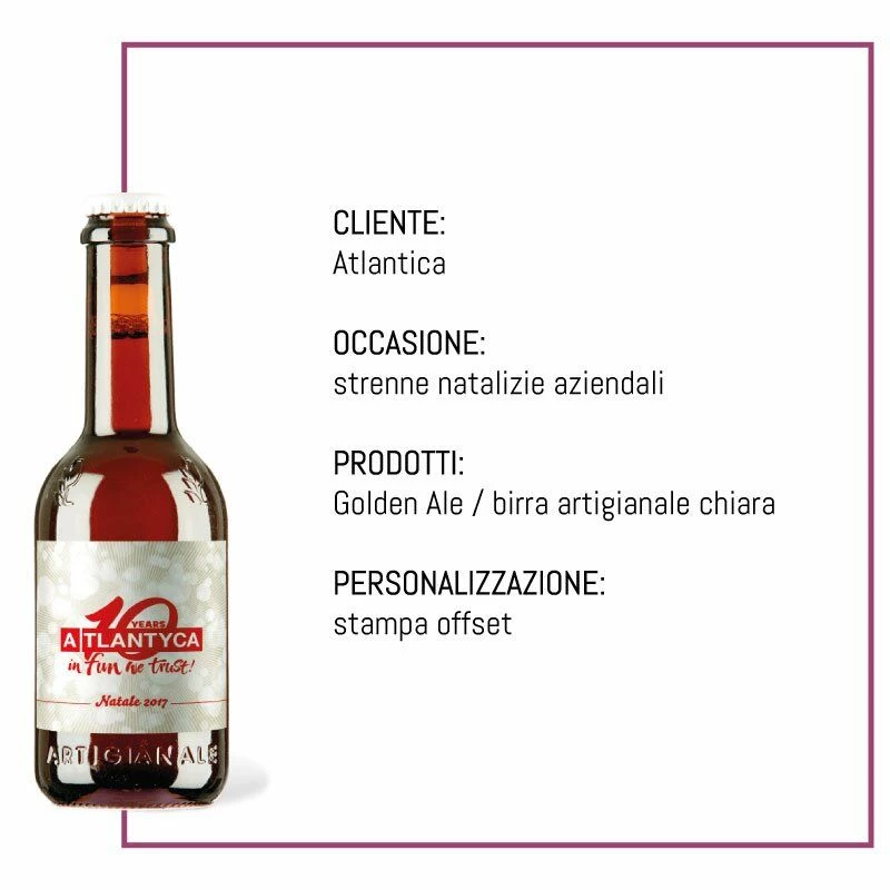 Bottiglia Birra Atlantica con etichetta personalizzata natale