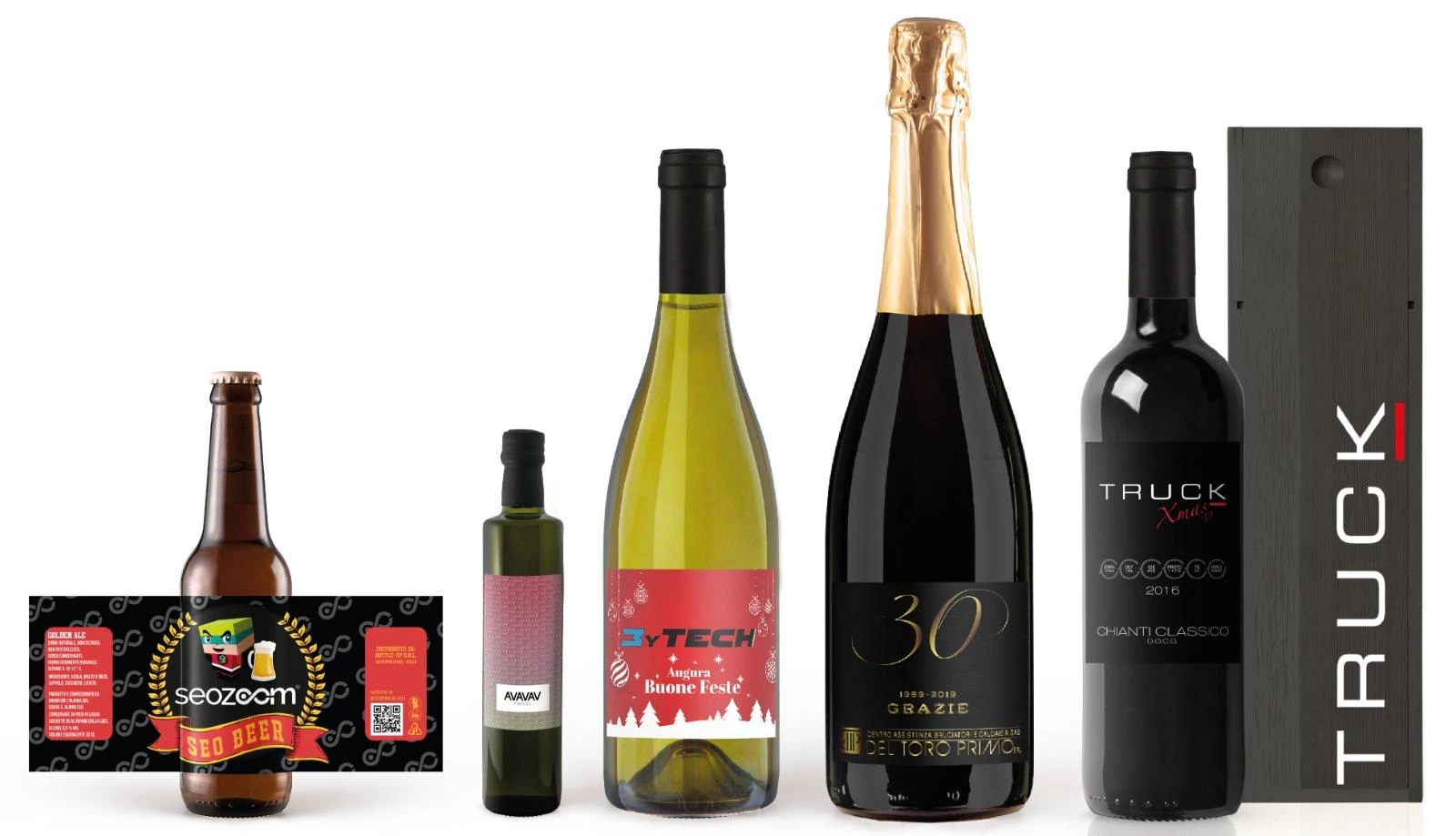 Bottiglie personalizzate vino, olio, birra