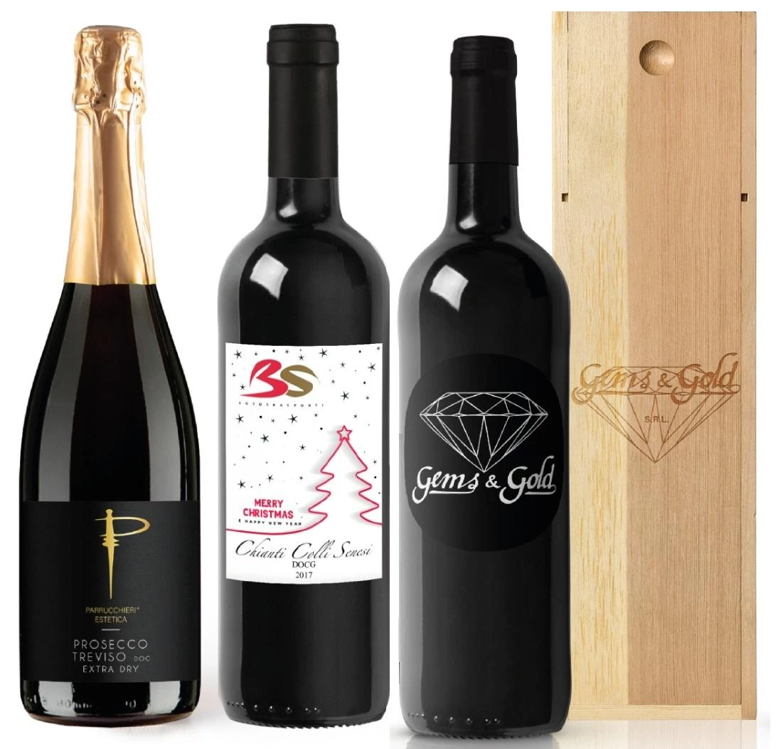 Esempi bottiglie con etichette personalizzate